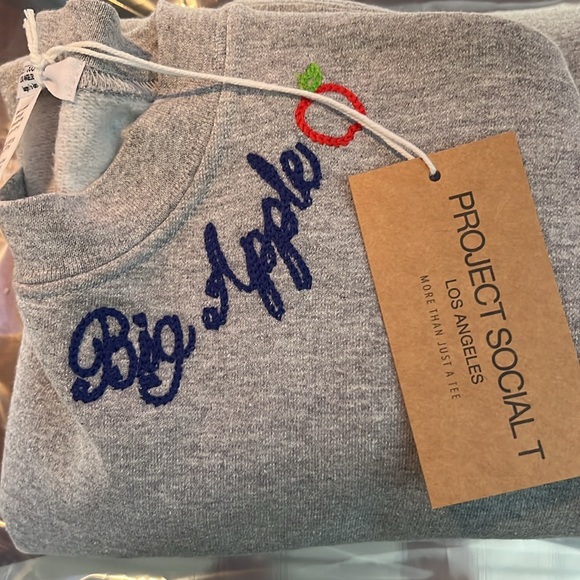 Project Social T Big Apple Embroidered Oversized Cozy Sweatshirt Sweater - Picture 3 of 4